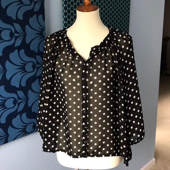 black and gold polka dot blouse